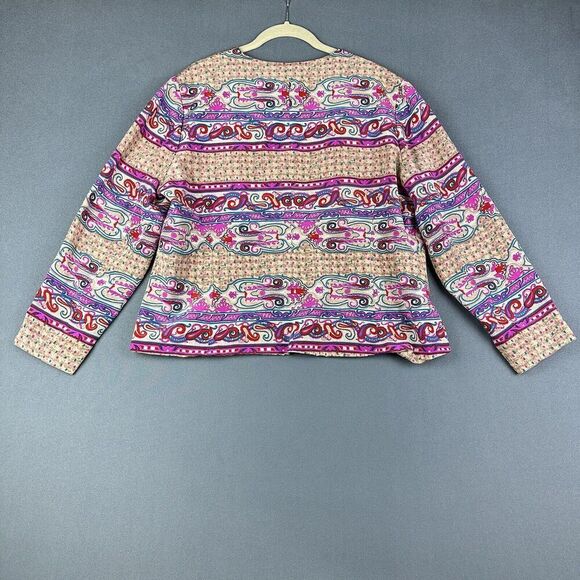 Vintage Anne Crimmins for Umi Blazer Womens 16 Abstract Paisley Print Silk Lined - Picture 6 of 11